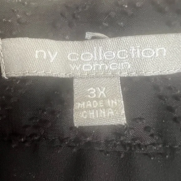 NY Collection Black Sheer Blouse with Relaxed Fit and Embellished Design - Picture 3 of 4